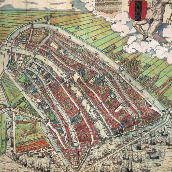 Oude kaart van Amsterdam in 1544