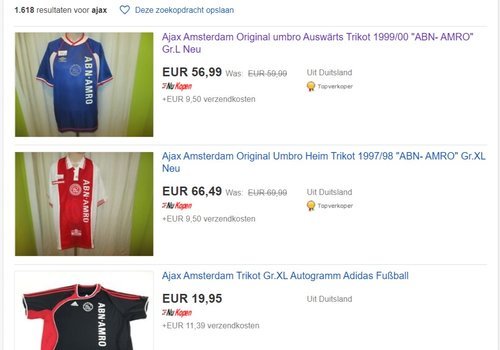 Vintage Ajax shirts en meer op eBay